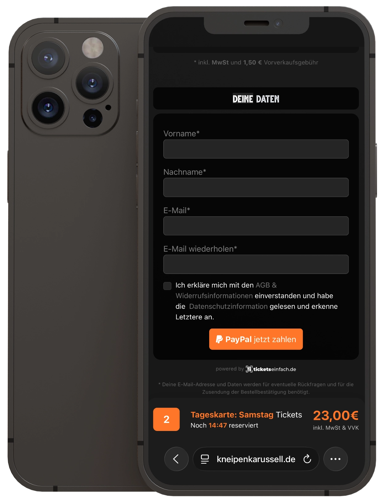 iPhone Mockup mit Ticketshop